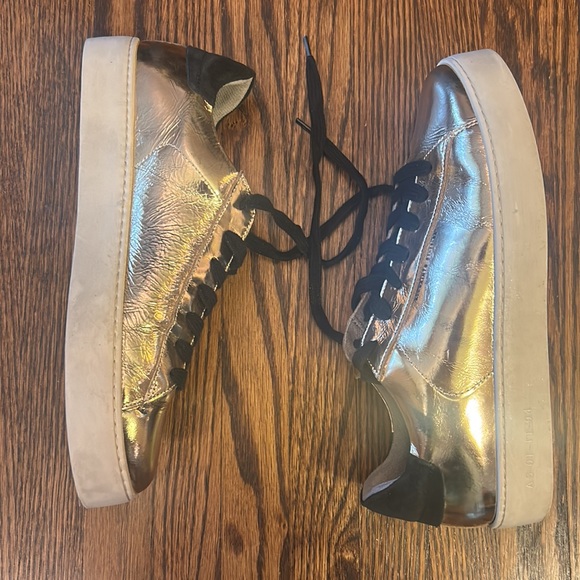 All Saints Gold Patent Leather Sneakers - Picture 2 of 8